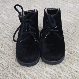 Black Velvet Laceup Boots